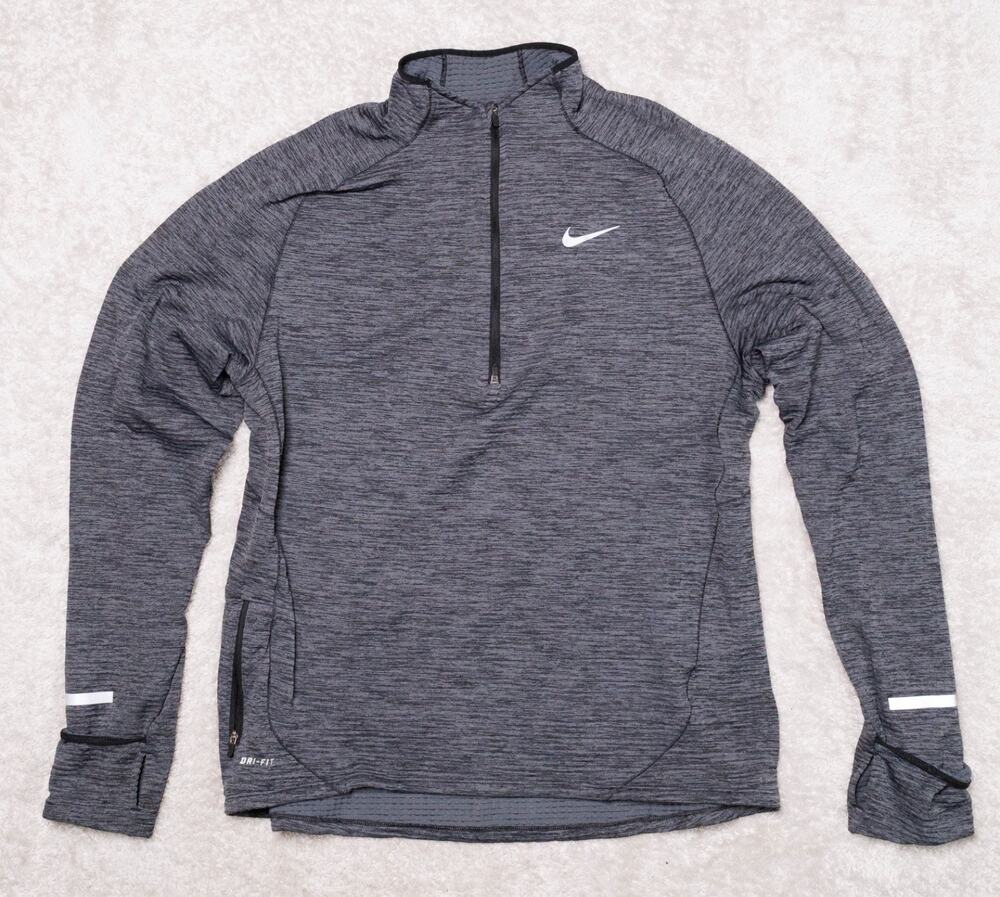 Nike Dri-Fit Element Dark Grey Half Zip Running Fleece Sweatshirt Mens Size L